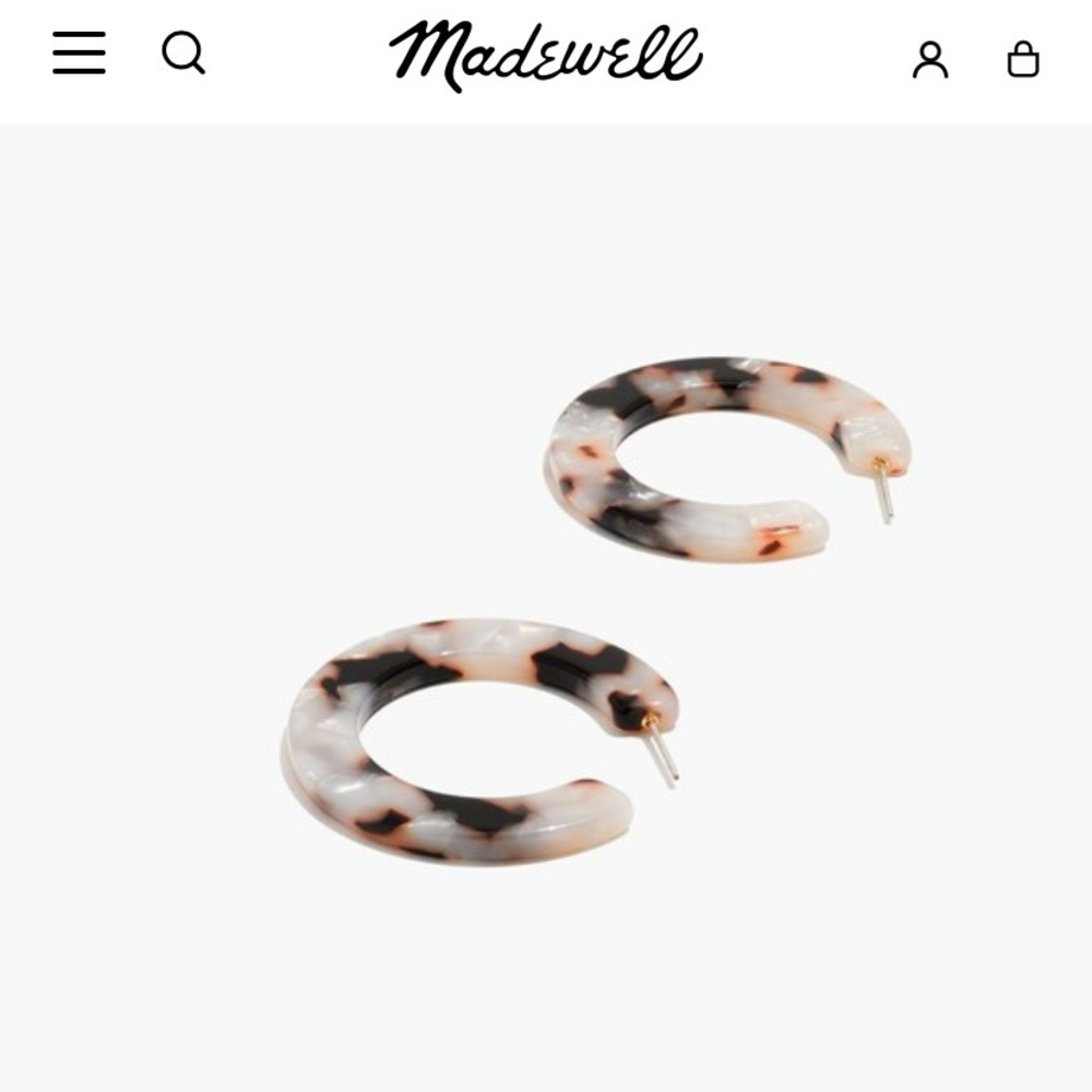 •MADEWELL• “tortoise shell” acetate hoops with sterling silver posts - Picture 2 of 4